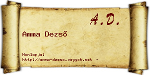 Amma Dezső névjegykártya